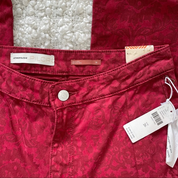 Anthropologie NWT Pilcro Red Printed Pants 26 - Picture 6 of 7